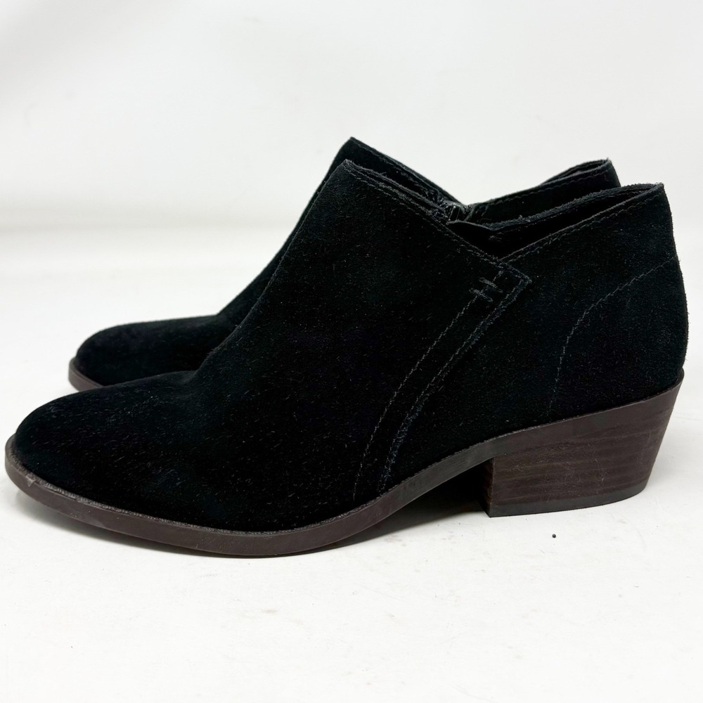 Lucky‎ Brand Fanky Black Suede Leather Ankle Booties Womens 8.5M Boho Western - Picture 2 of 8
